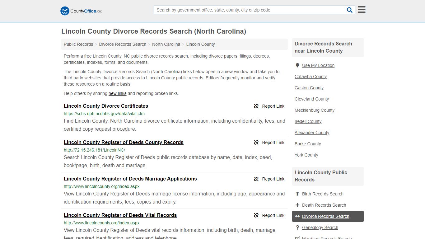 Divorce Records Search - Lincoln County, NC (Divorce Certificates ...